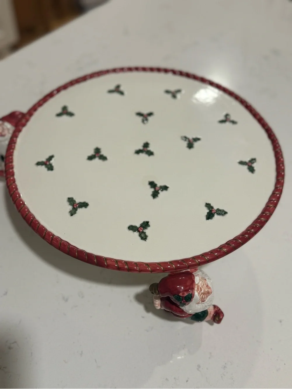 Rare / Fitz & Floyd Old World Christmas Elves 12-Inch Pedestal Cake Stand